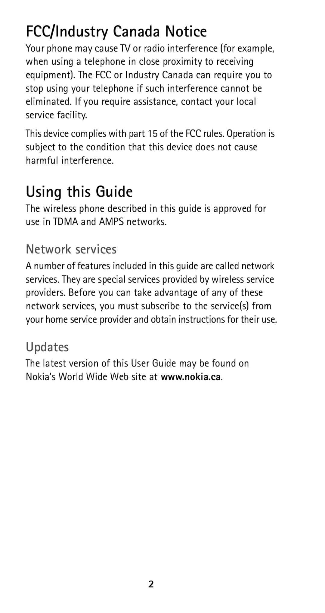 Nokia 5125 manual FCC/Industry Canada Notice, Using this Guide, Network services, Updates 