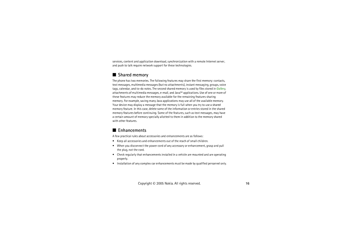 Nokia 5140I manual Shared memory, Enhancements 