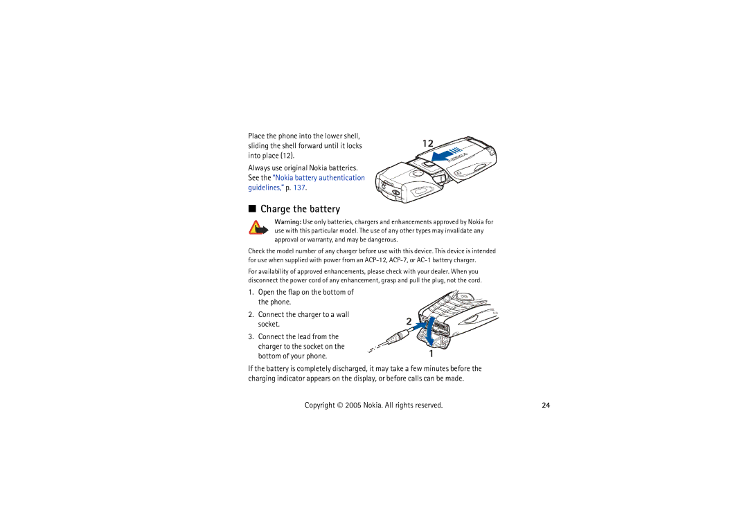 Nokia 5140I manual Charge the battery 