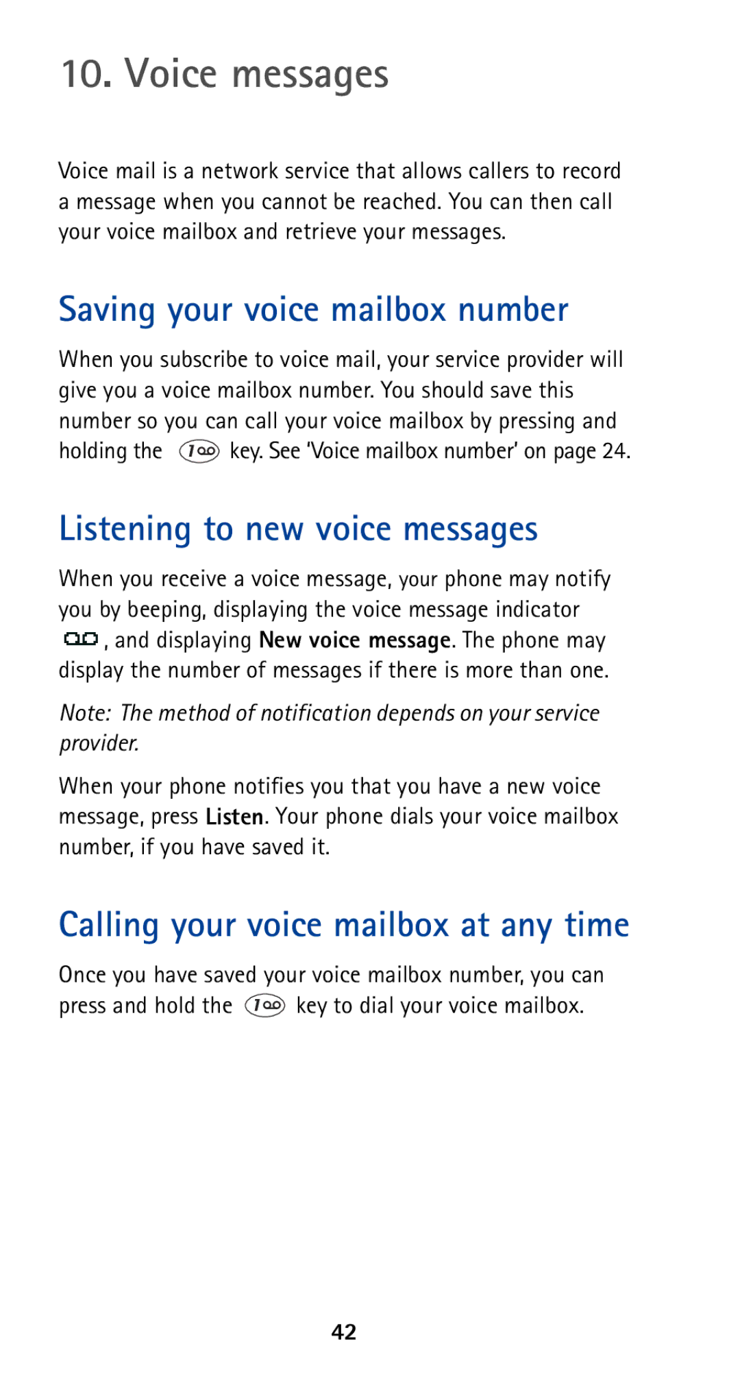 Nokia 5160 owner manual Voice messages, Saving your voice mailbox number, Listening to new voice messages 