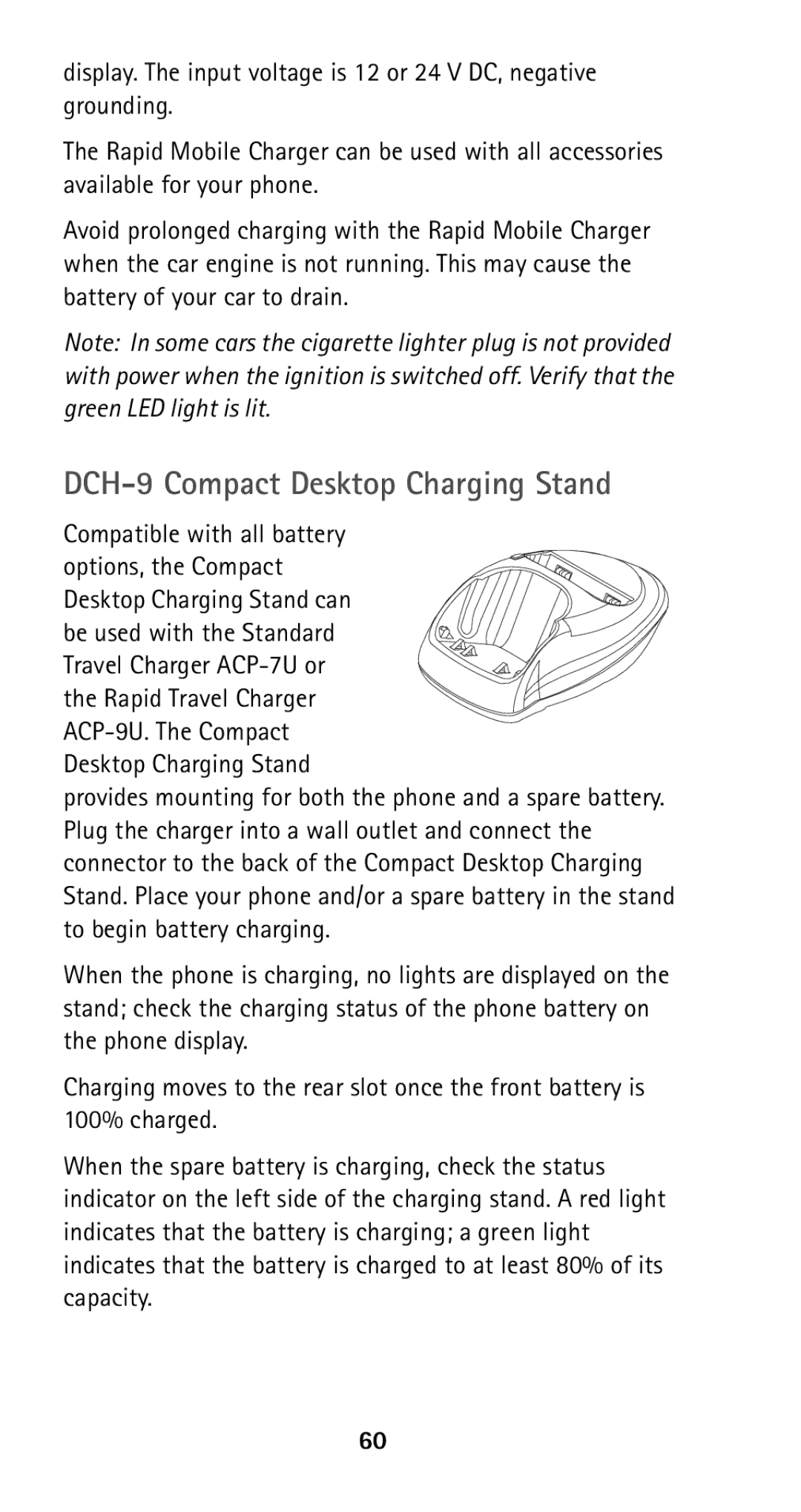 Nokia 5160 owner manual DCH-9 Compact Desktop Charging Stand, Compatible with all battery 