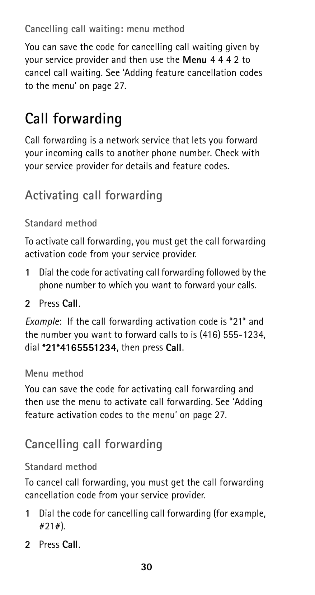 Nokia 5160i manual Call forwarding, Activating call forwarding, Cancelling call forwarding 
