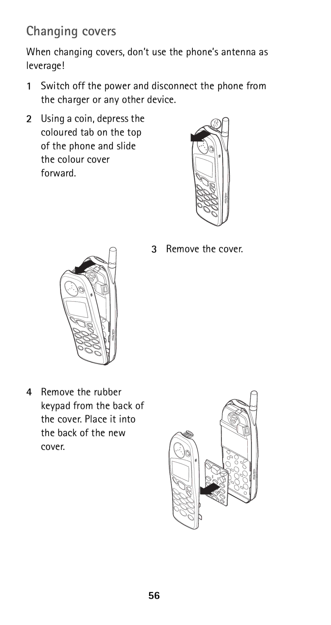 Nokia 5160i manual Changing covers 