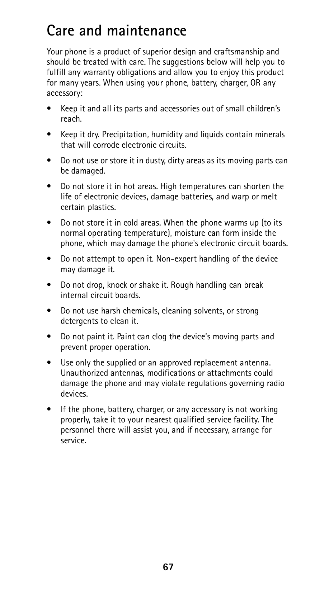 Nokia 5160i manual Care and maintenance 