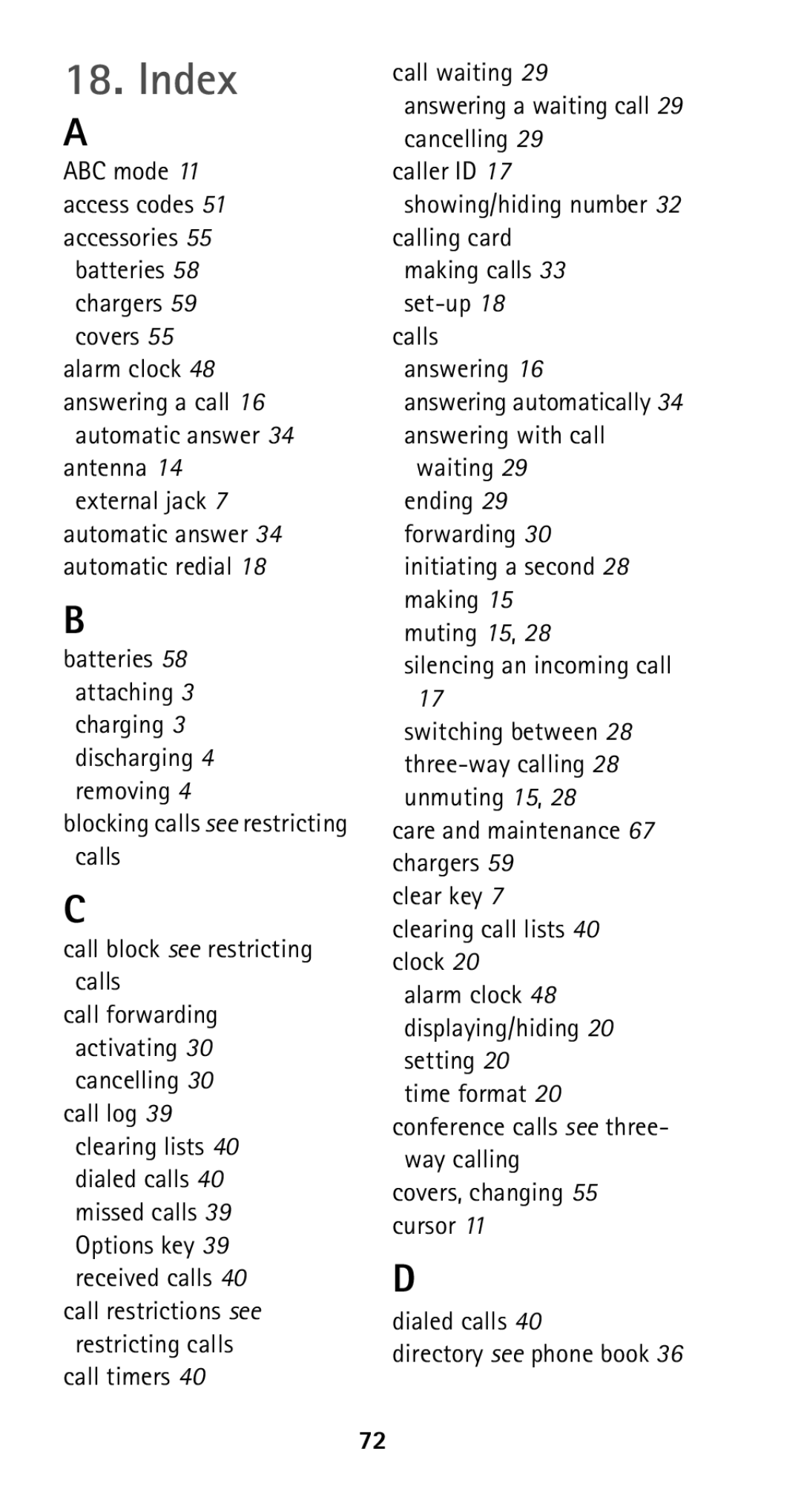 Nokia 5160i manual Index 