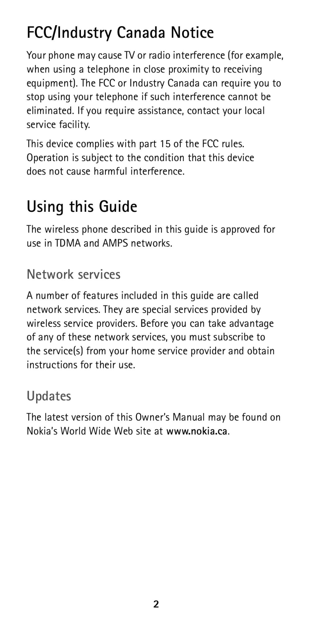 Nokia 5160i manual FCC/Industry Canada Notice, Using this Guide, Network services, Updates 