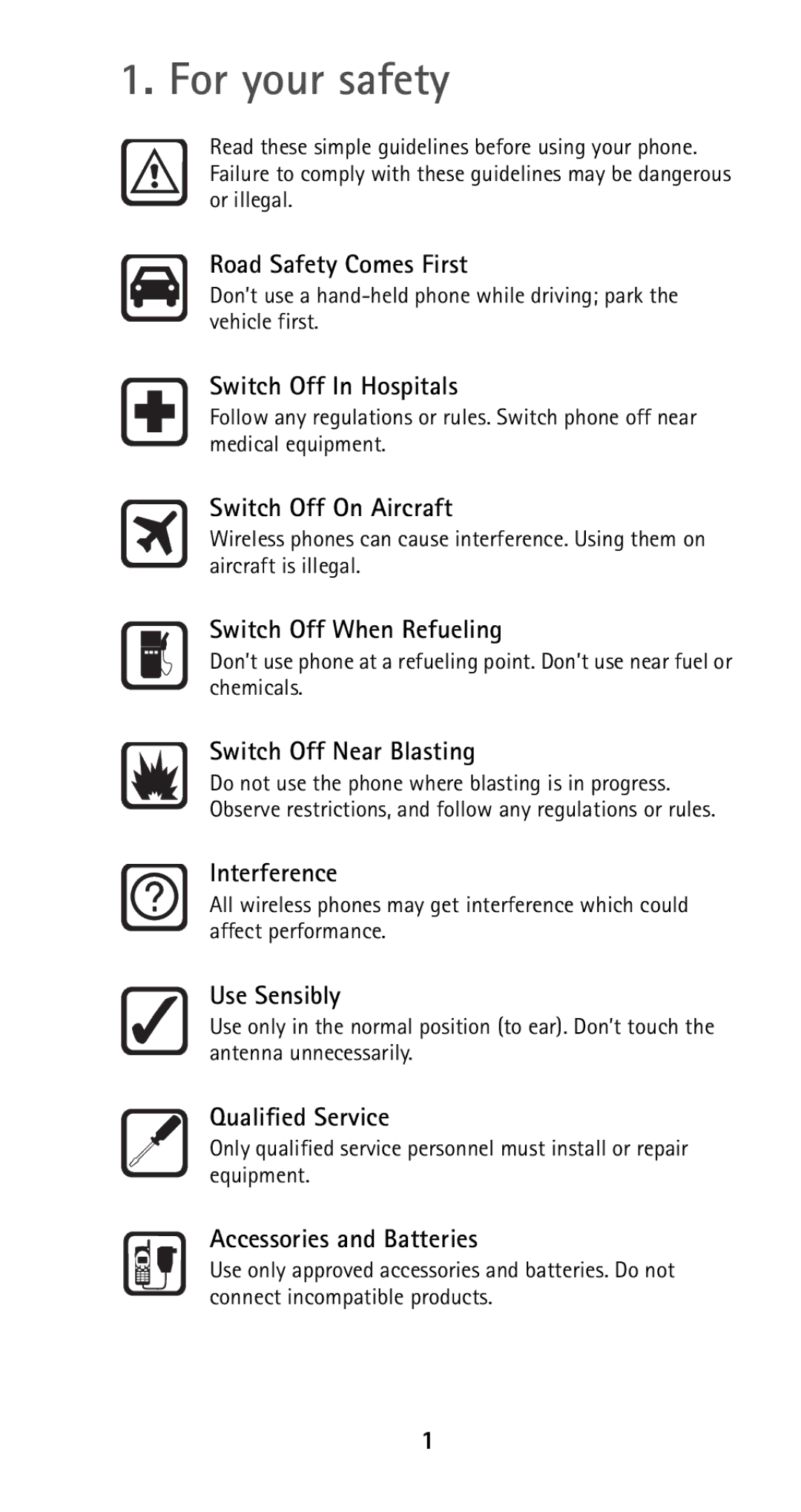 Nokia 5165 manual For your safety, Switch Off Near Blasting 