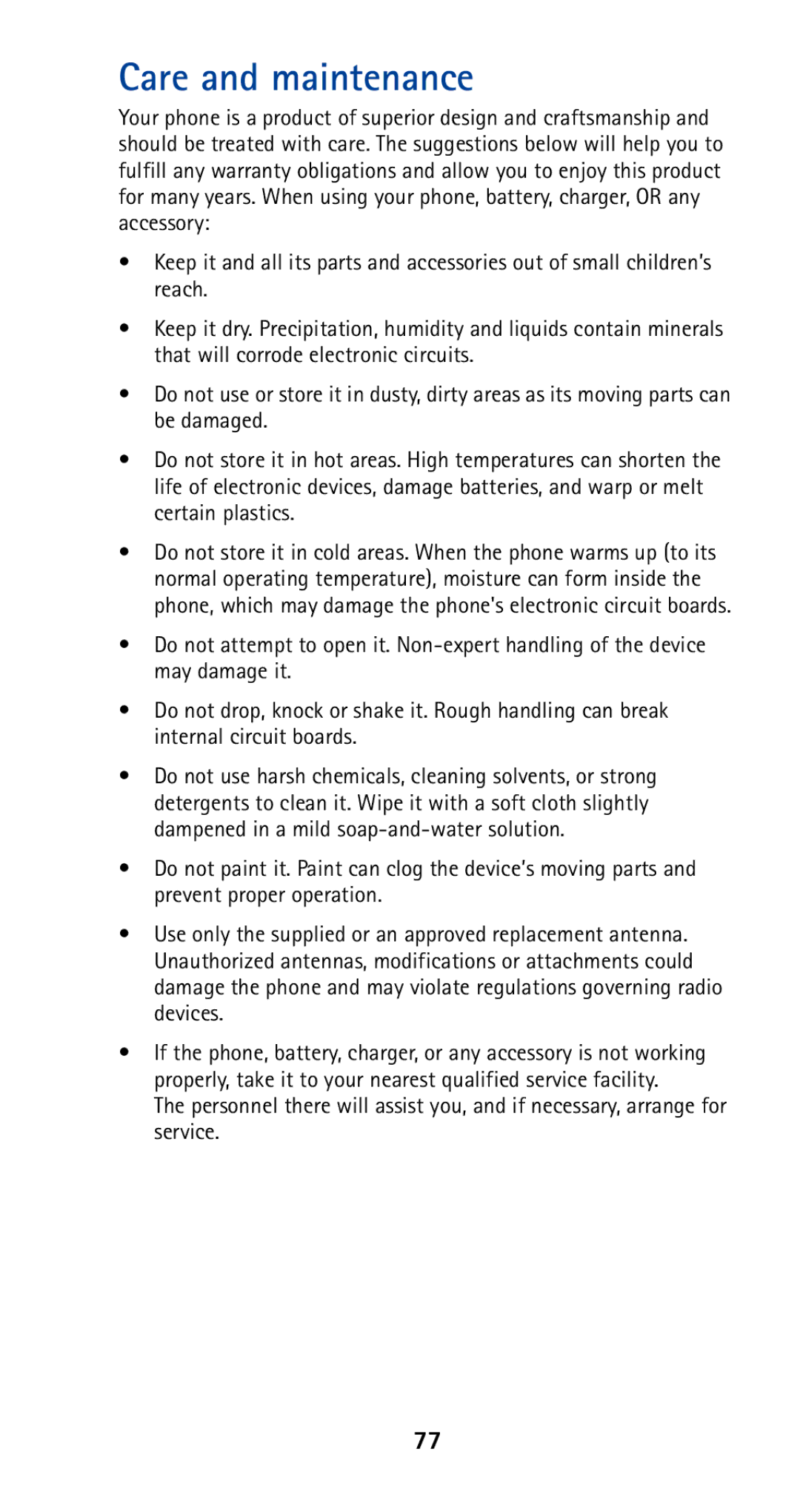 Nokia 5165 manual Care and maintenance 