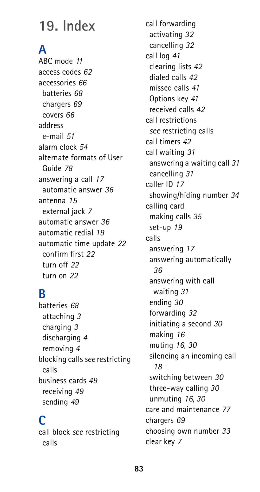 Nokia 5165 manual Index 