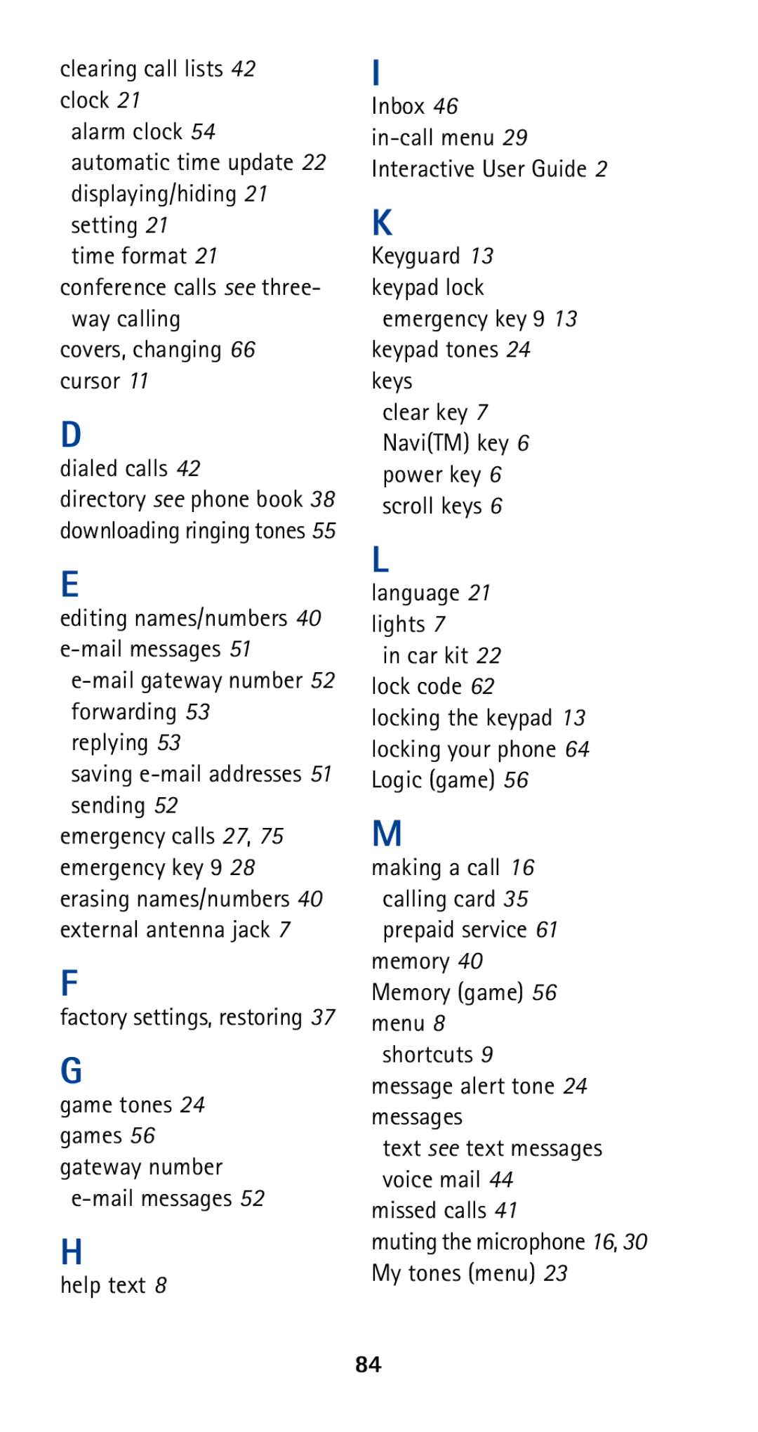 Nokia 5165 manual Saving e-mail addresses 51 sending 