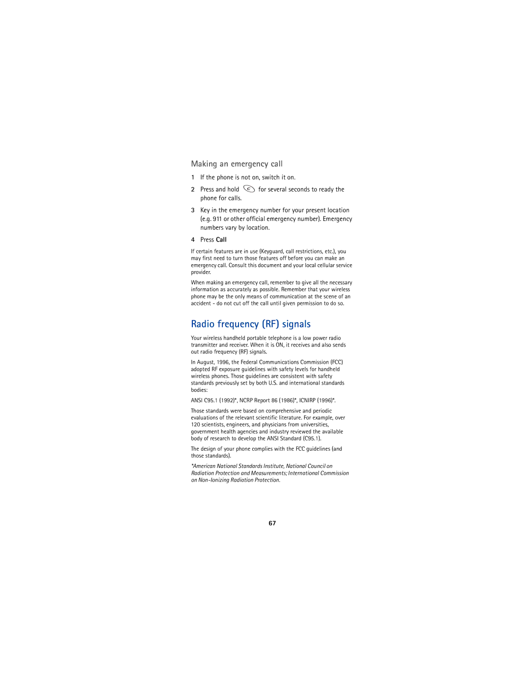 Nokia 5170 owner manual Radio frequency RF signals, Making an emergency call 