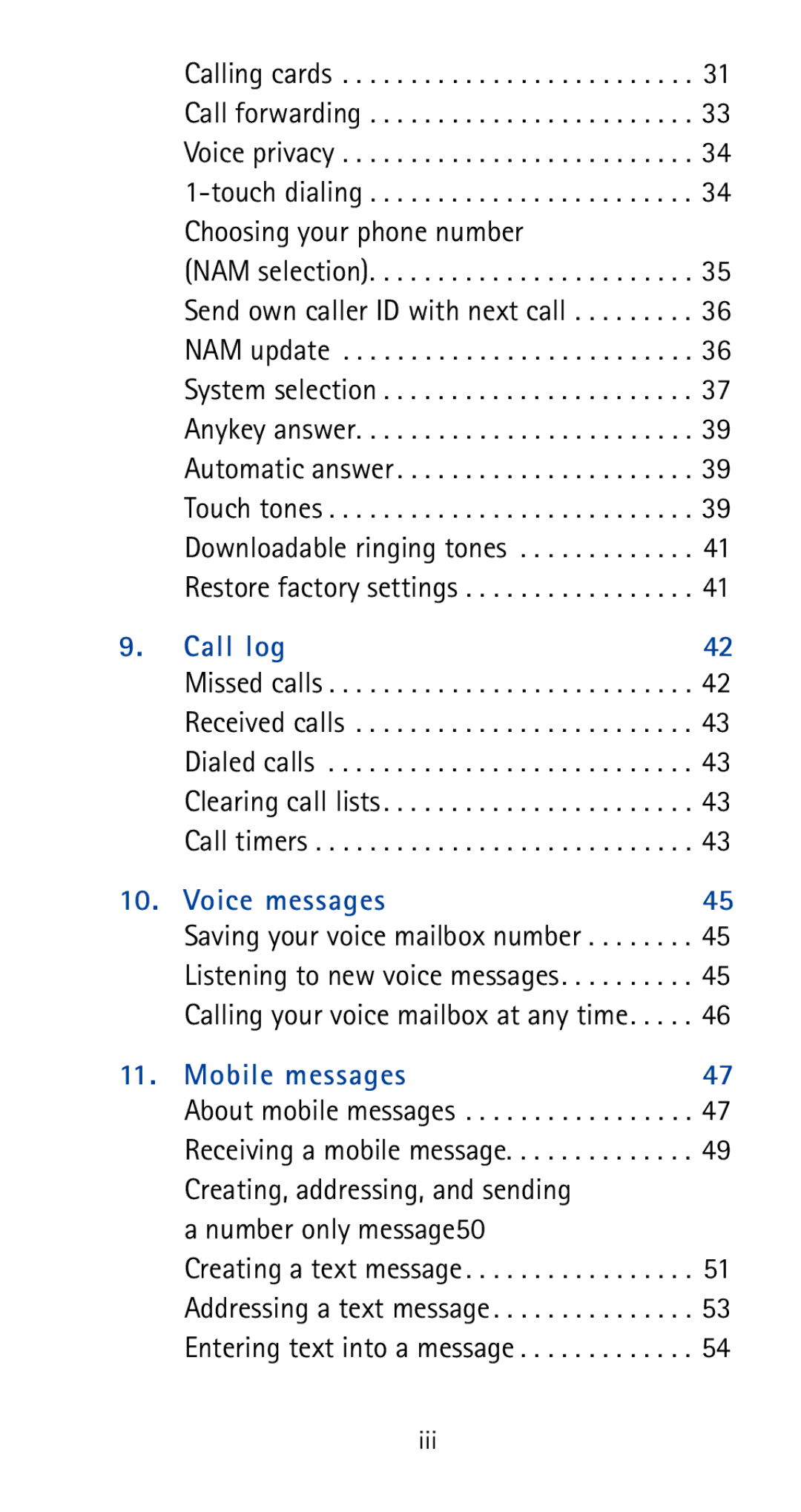 Nokia 5170i manual Voice messages, Iii 