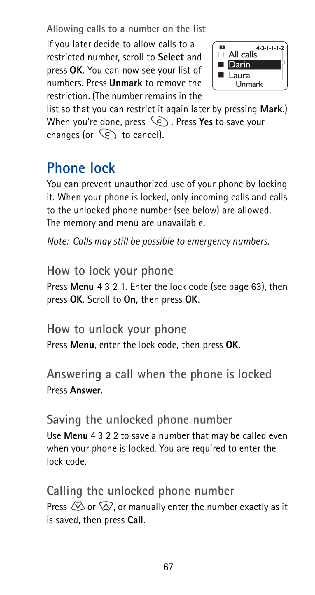 Nokia 5170i manual Phone lock 