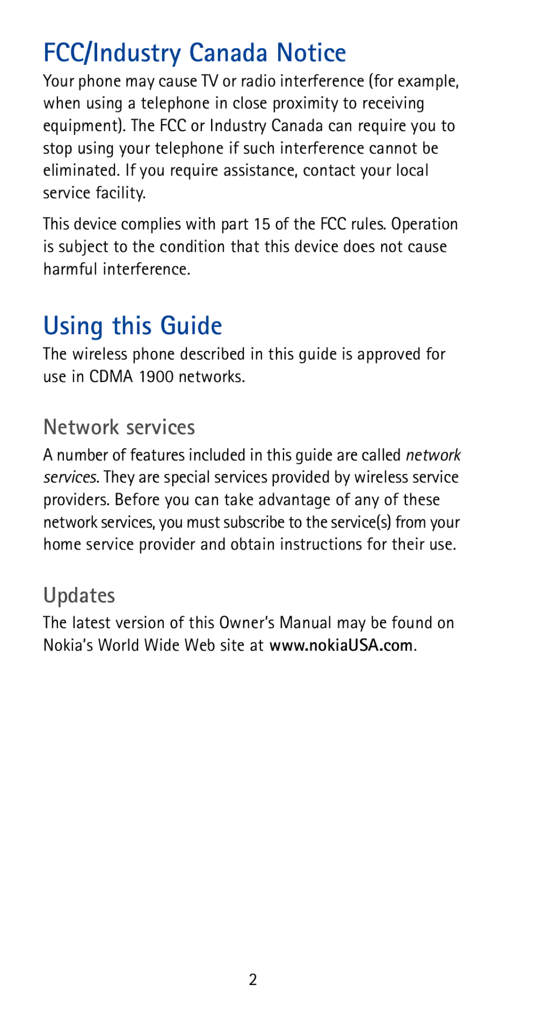 Nokia 5170i manual FCC/Industry Canada Notice, Using this Guide, Network services, Updates 