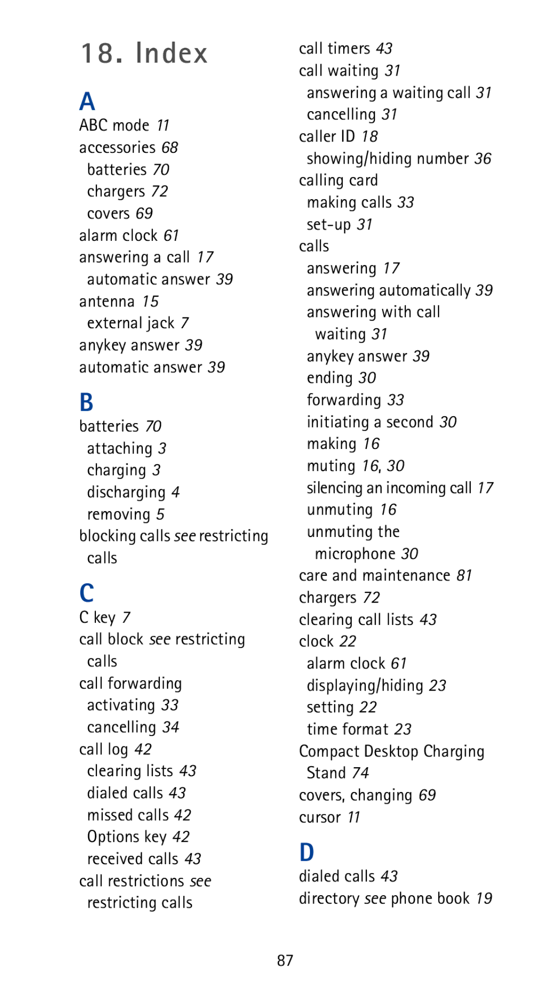 Nokia 5170i manual Index 