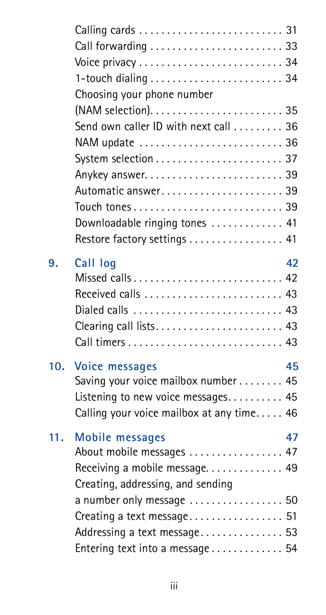 Nokia 5180i manual Voice messages, Iii 