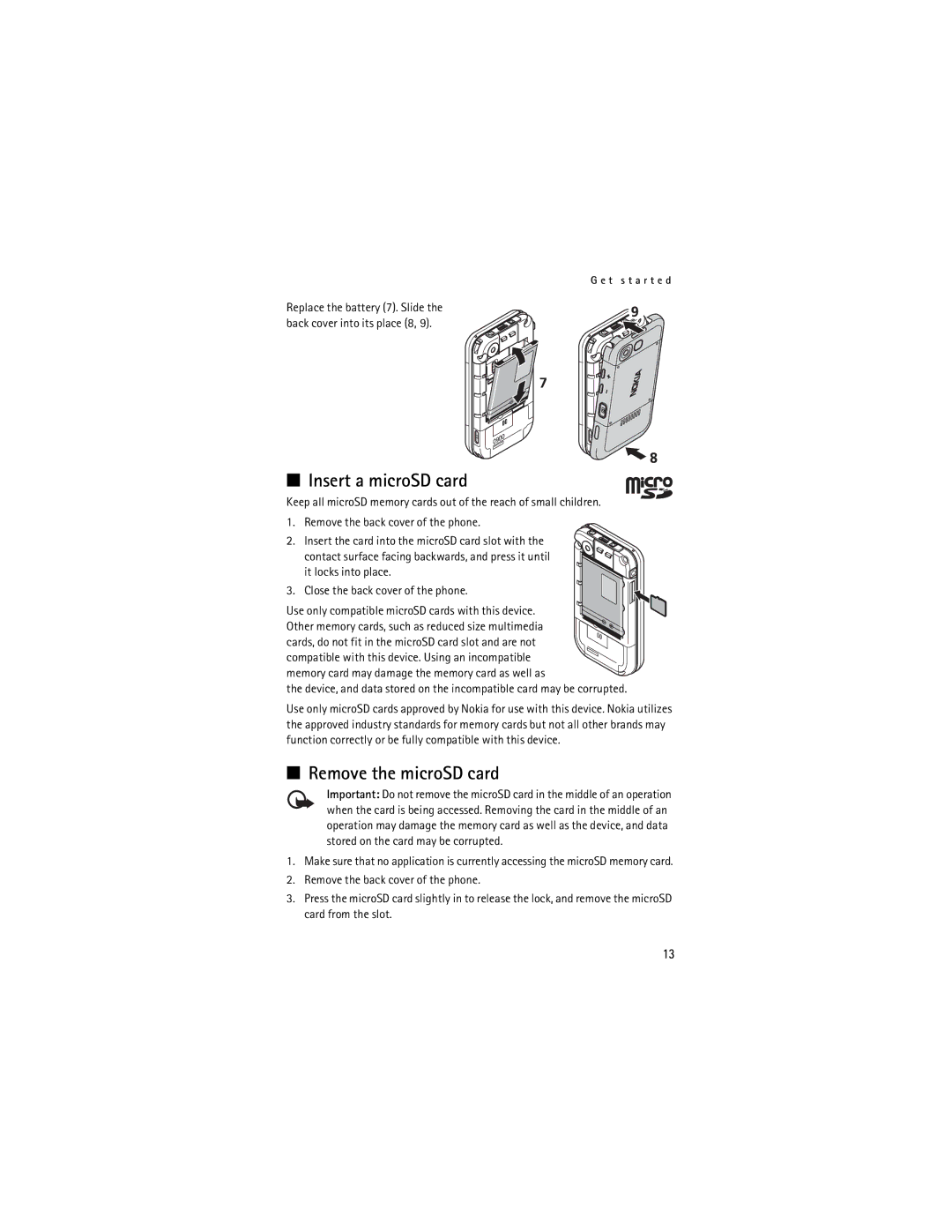 Nokia 5200 manual Insert a microSD card, Remove the microSD card 