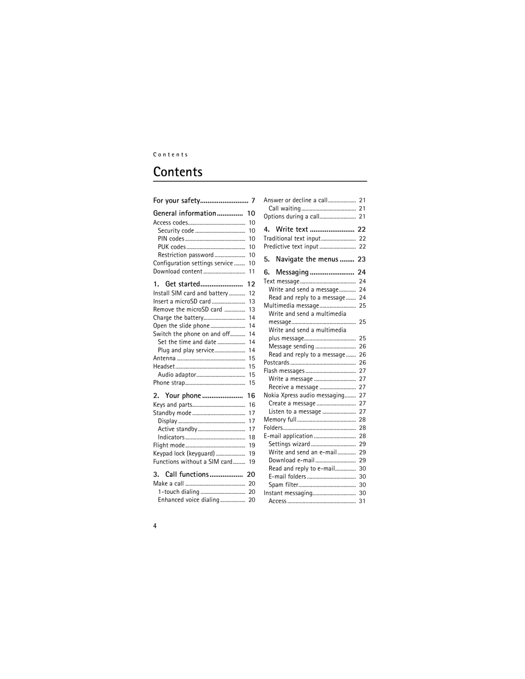 Nokia 5200 manual Contents 