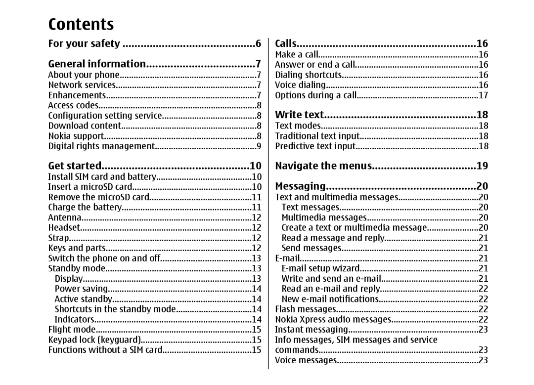 Nokia 5310 manual Contents 