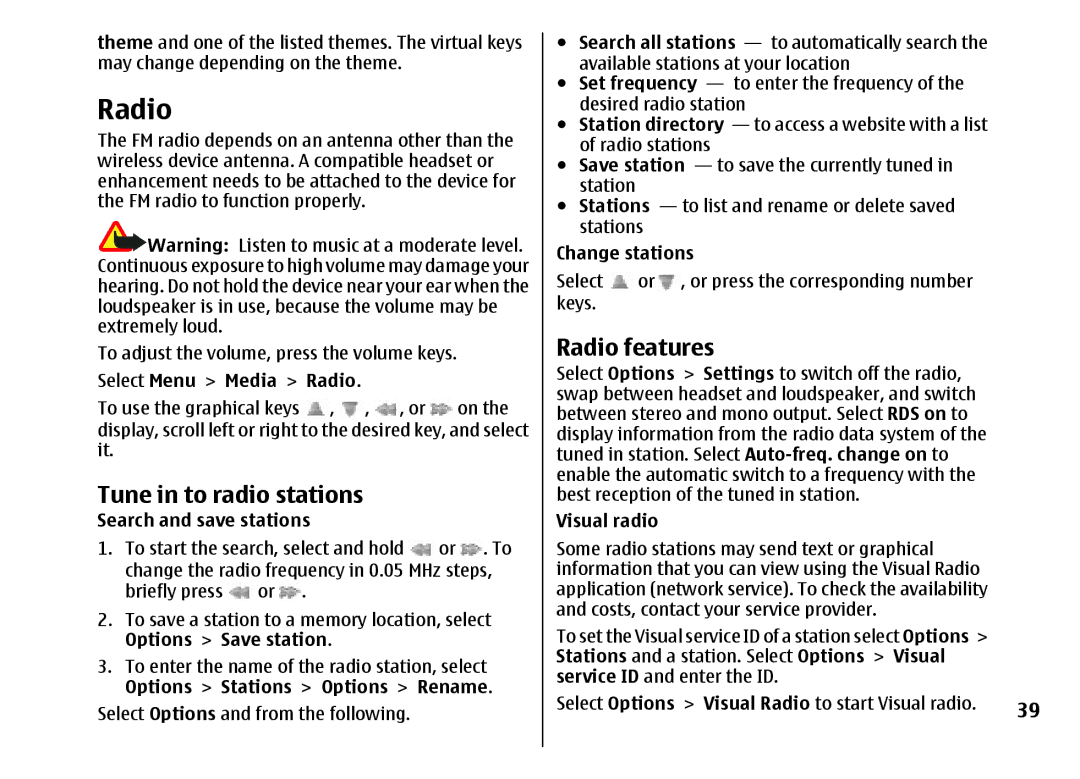 Nokia 5310 manual Tune in to radio stations, Radio features 