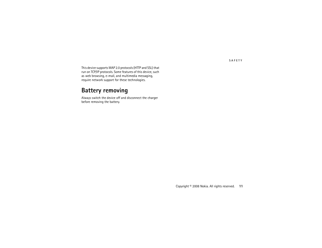 Nokia 5320 manual Battery removing 