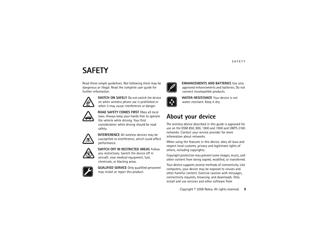 Nokia 5320 manual Safety 