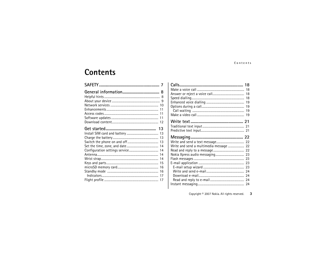 Nokia 5610 manual Contents 