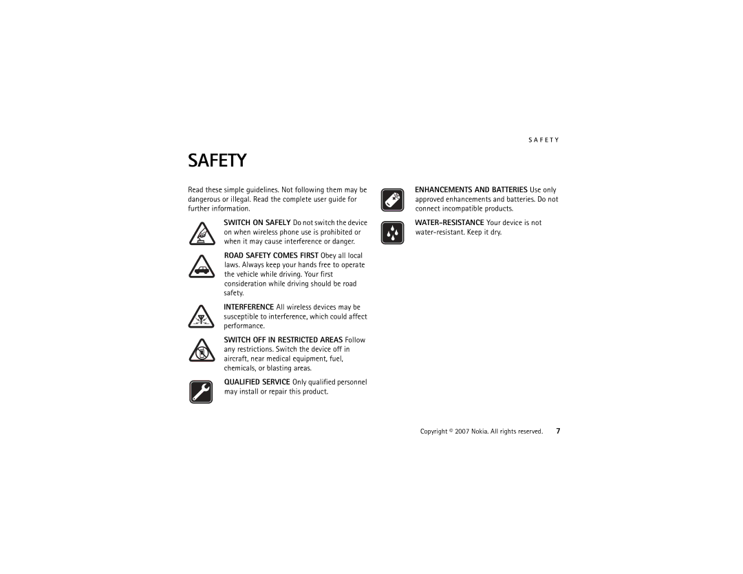 Nokia 5610 manual Safety 