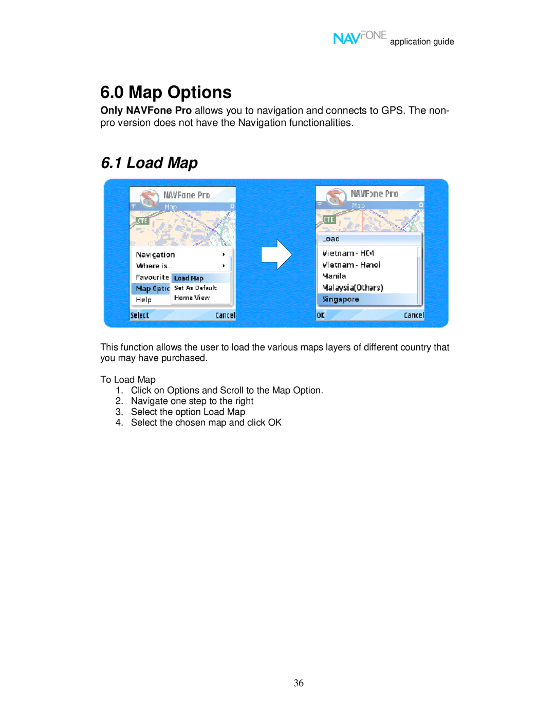 Nokia 60 user manual Map Options, Load Map 