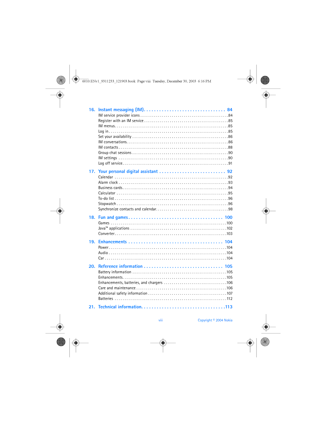 Nokia 6010 manual Power Audio Car, Viii 