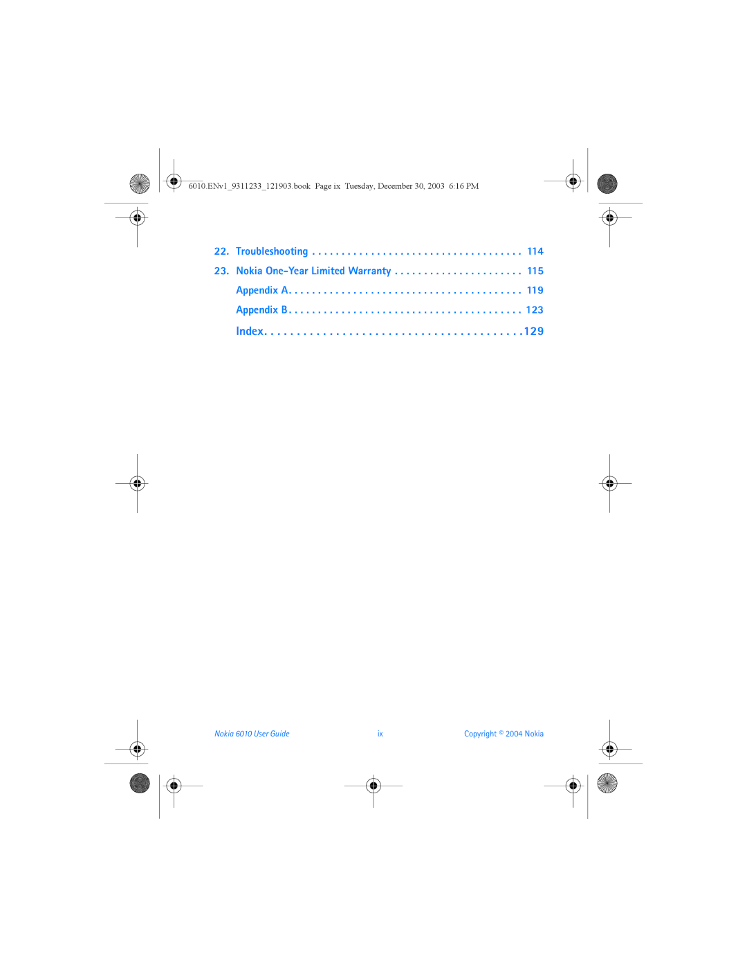 Nokia 6010 manual Index 