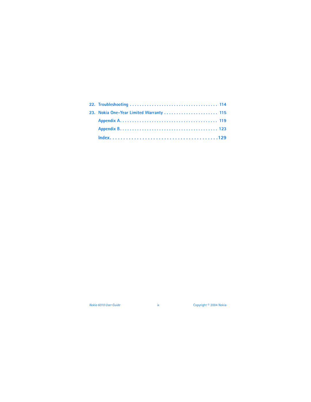 Nokia 6010 warranty Index 