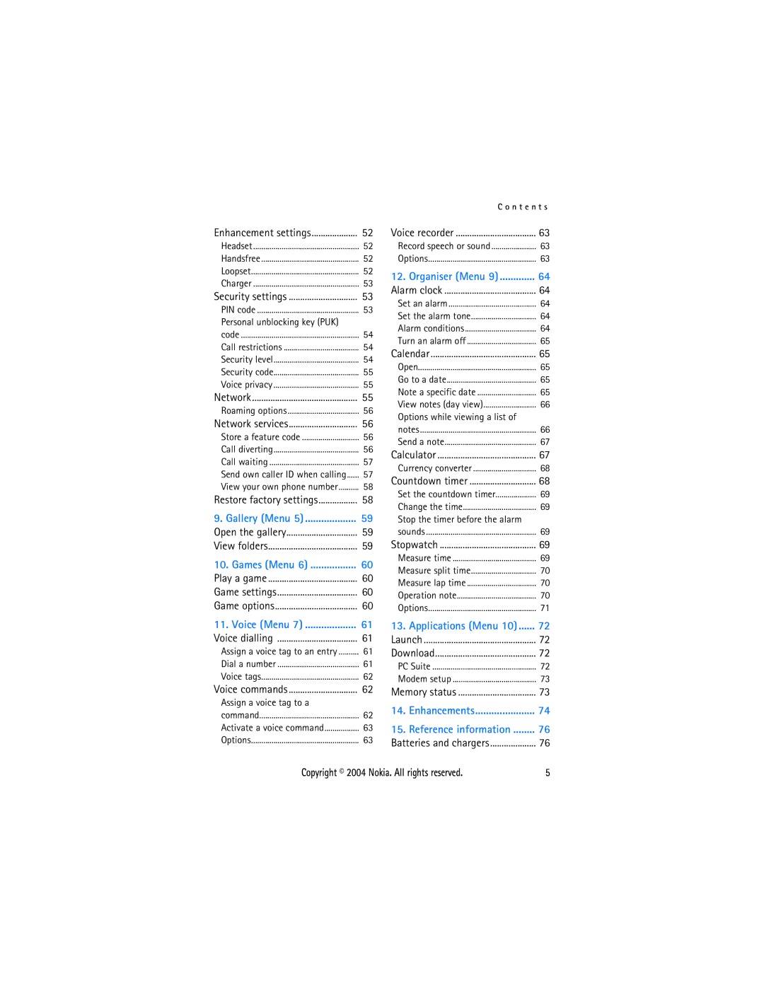 Nokia 6015 manual Personal unblocking key PUK, Assign a voice tag to a, Options while viewing a list 