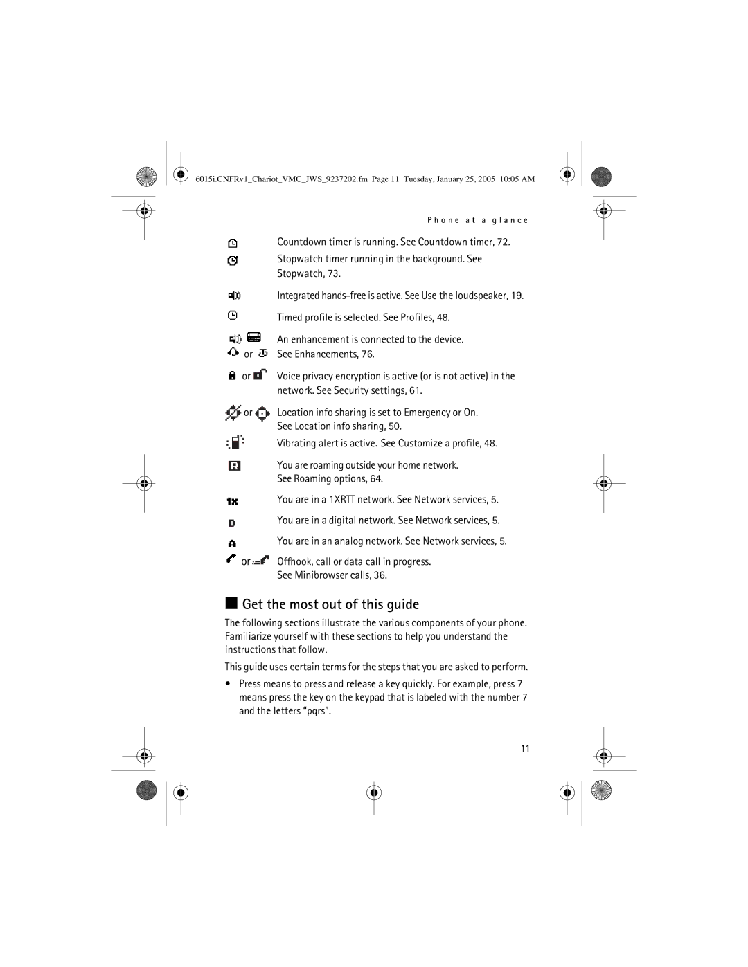 Nokia 6015i manual Get the most out of this guide, Network. See Security settings, See Location info sharing 