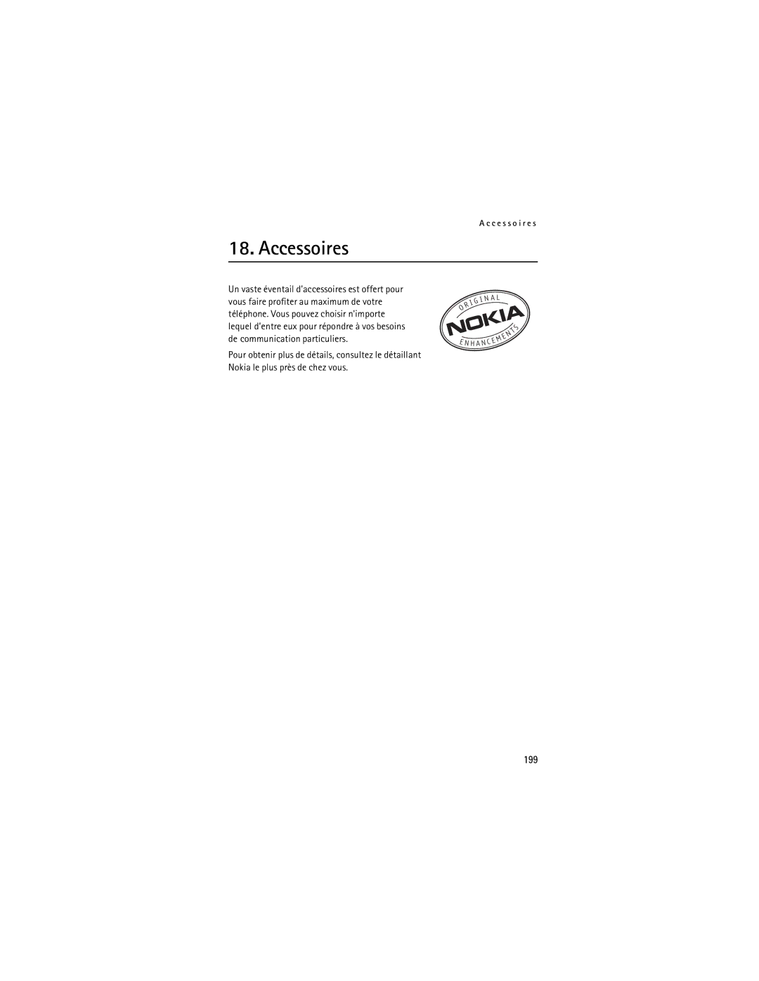 Nokia 6085 manual Accessoires, 199 