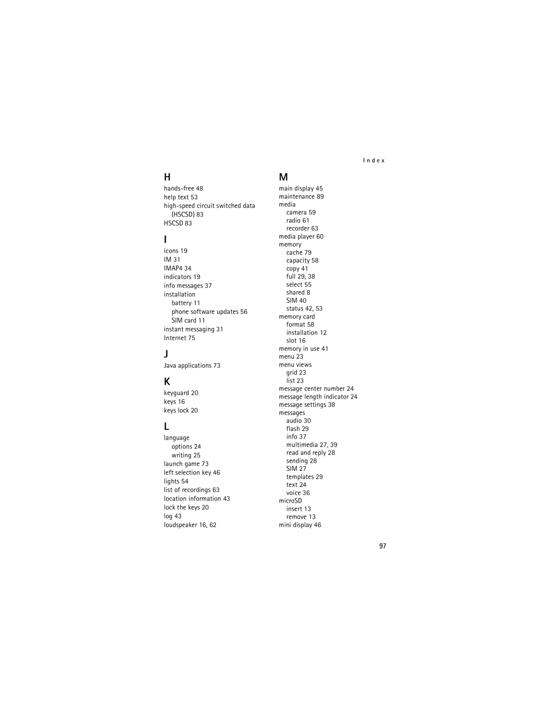 Nokia 6085 manual High-speed circuit switched data Hscsd 