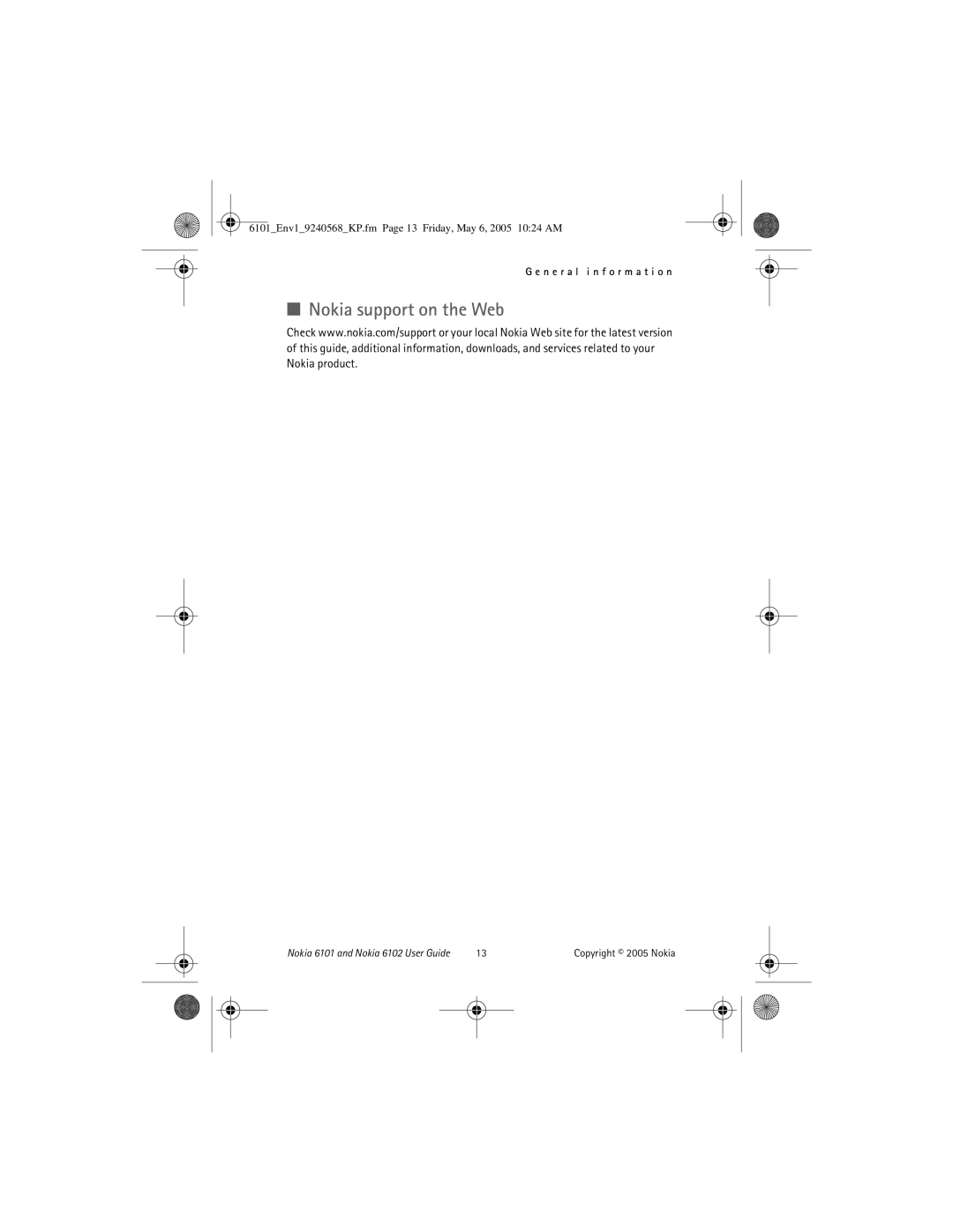 Nokia 6102, 6101 manual Nokia support on the Web 