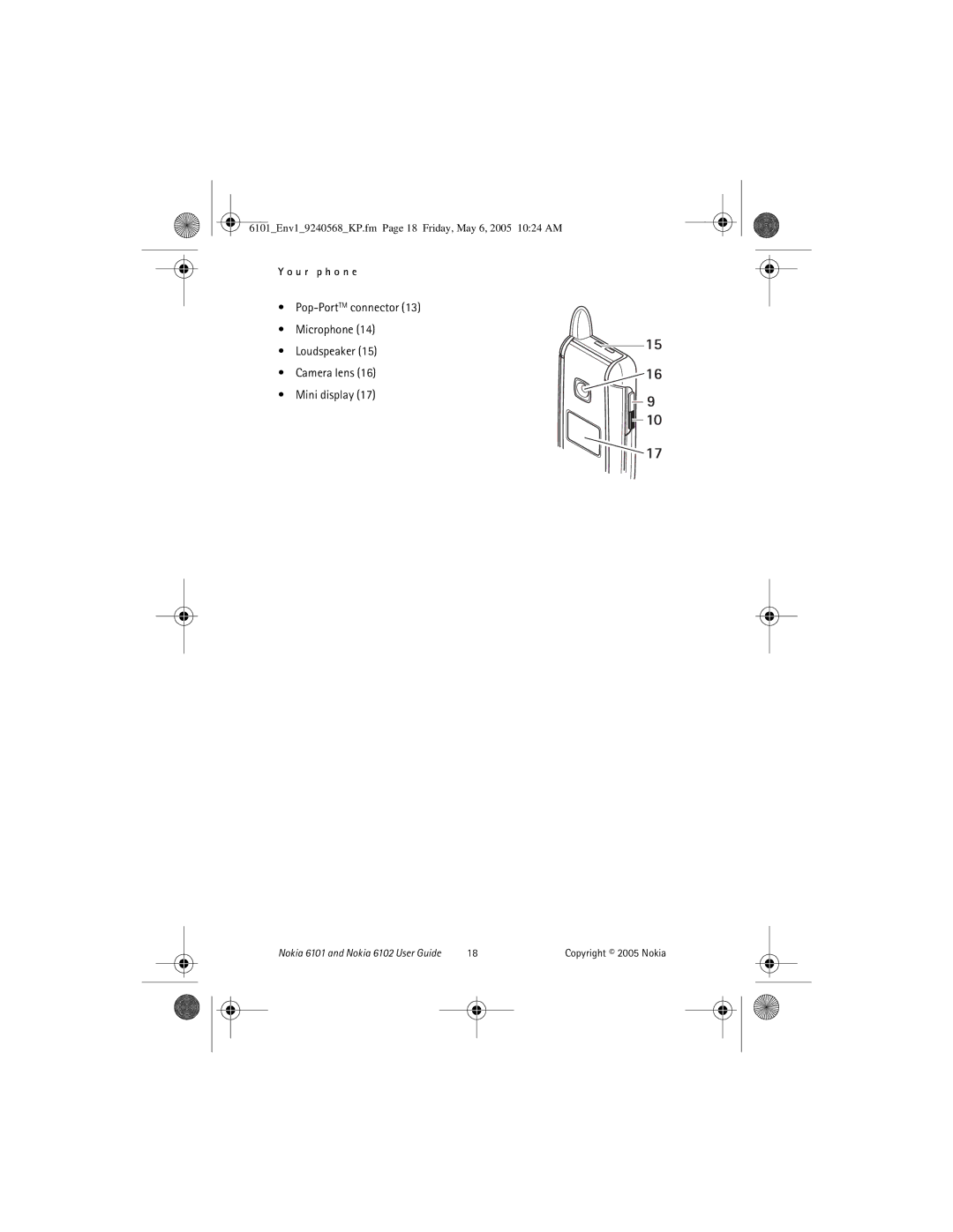 Nokia 6102 manual 6101Env19240568KP.fm Page 18 Friday, May 6, 2005 1024 AM 