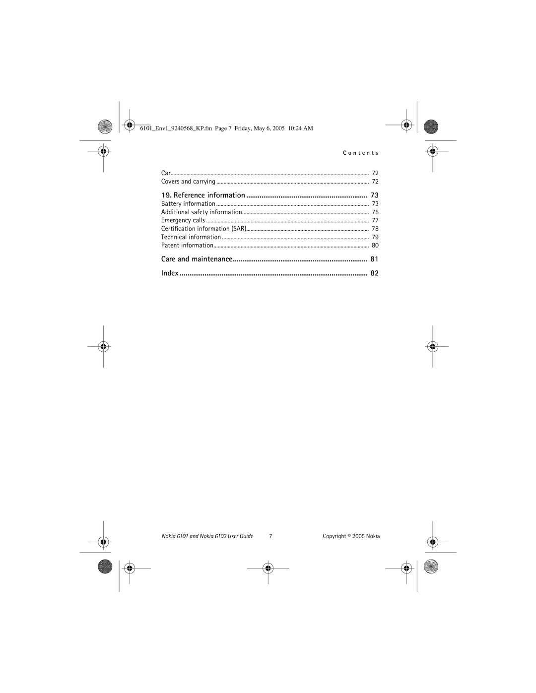 Nokia 6102 manual 6101Env19240568KP.fm Page 7 Friday, May 6, 2005 1024 AM 
