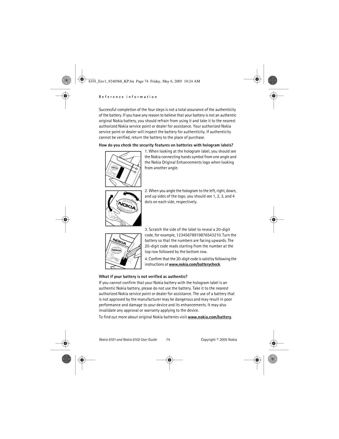 Nokia 6101, 6102 manual What if your battery is not verified as authentic? 