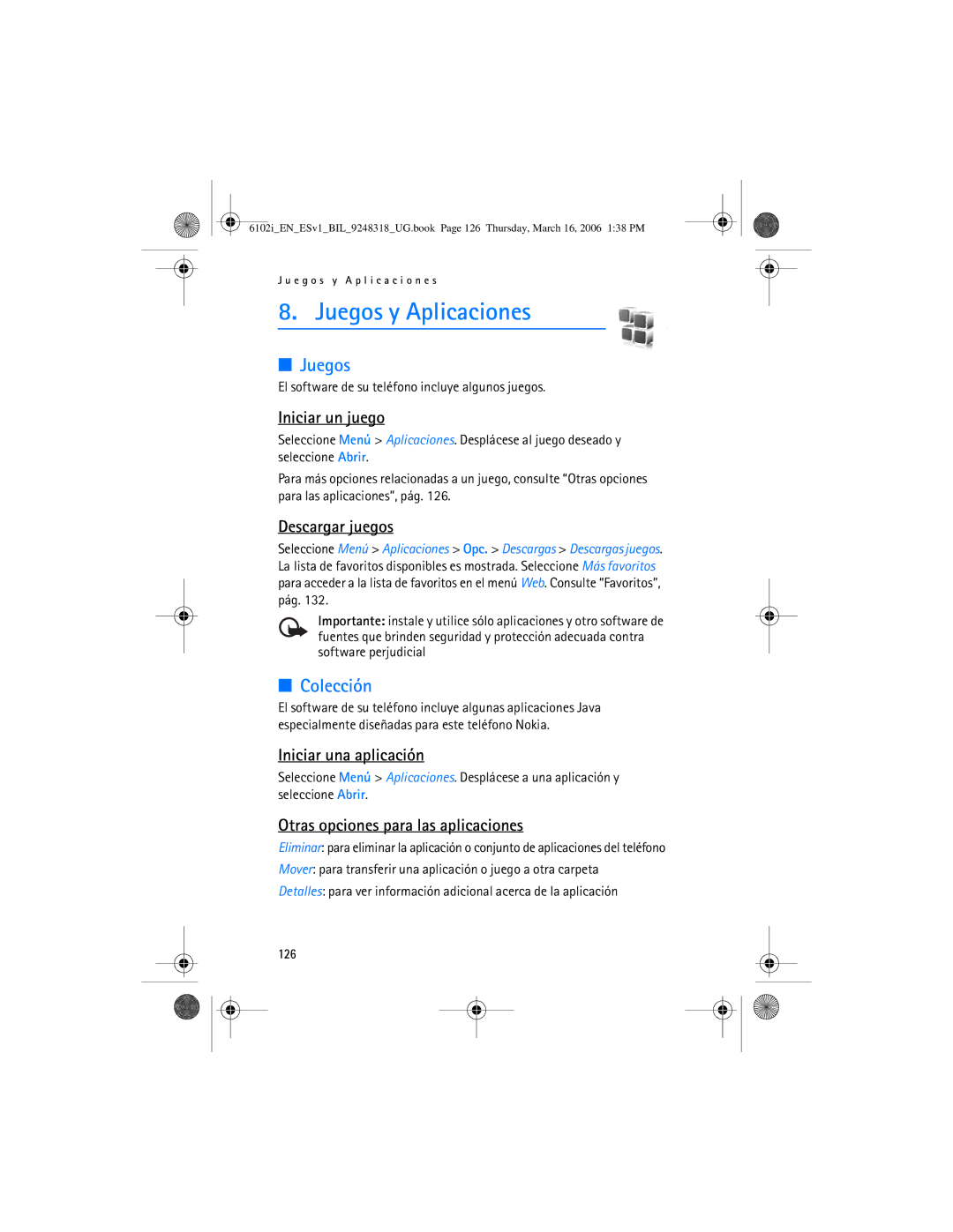 Nokia 6102i manual Juegos y Aplicaciones, Colección 