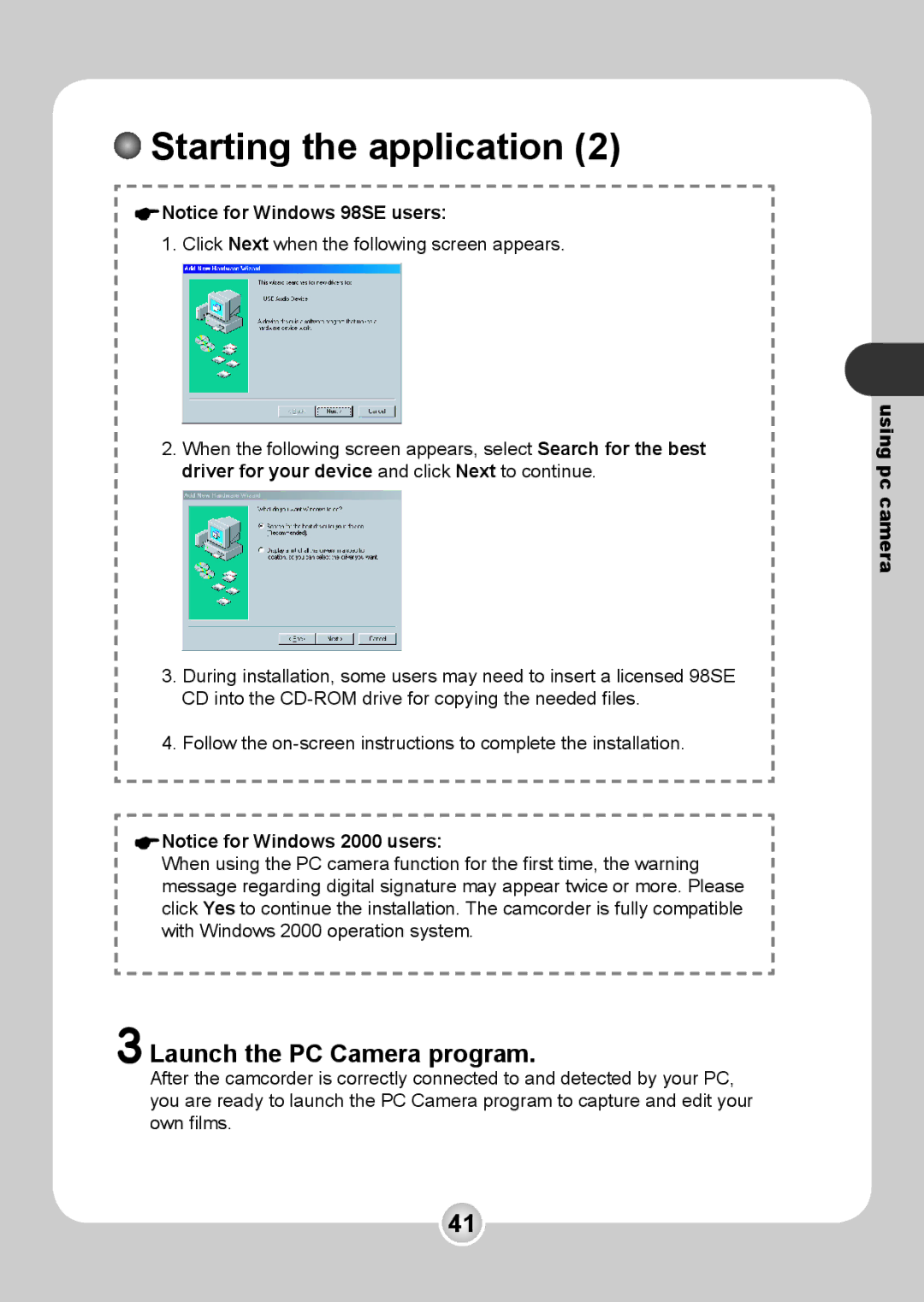 Nokia 6108 manual Launch the PC Camera program 