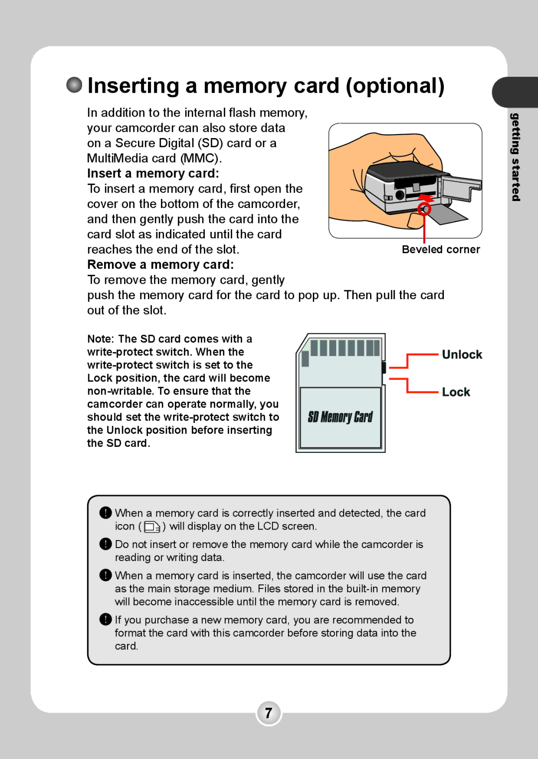 Nokia 6108 manual Inserting a memory card optional, Insert a memory card 