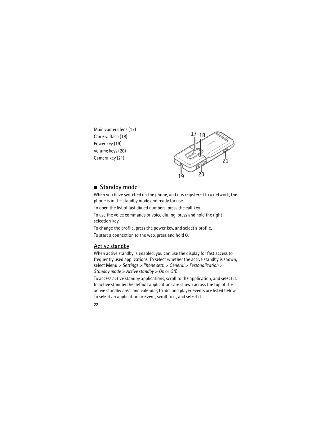 Nokia 6120 classic manual Standby mode, Active standby 