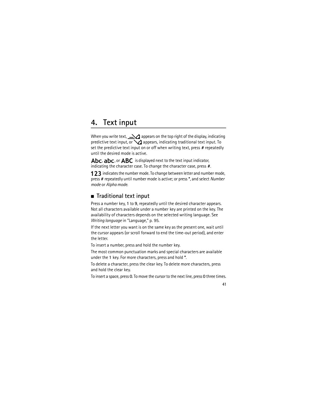 Nokia 6120 classic manual Text input, Traditional text input 