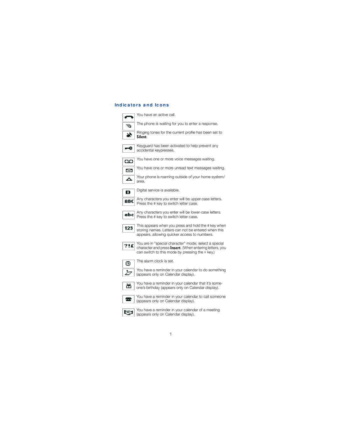 Nokia 6120 owner manual Indicators and Icons, 6LOHQW 