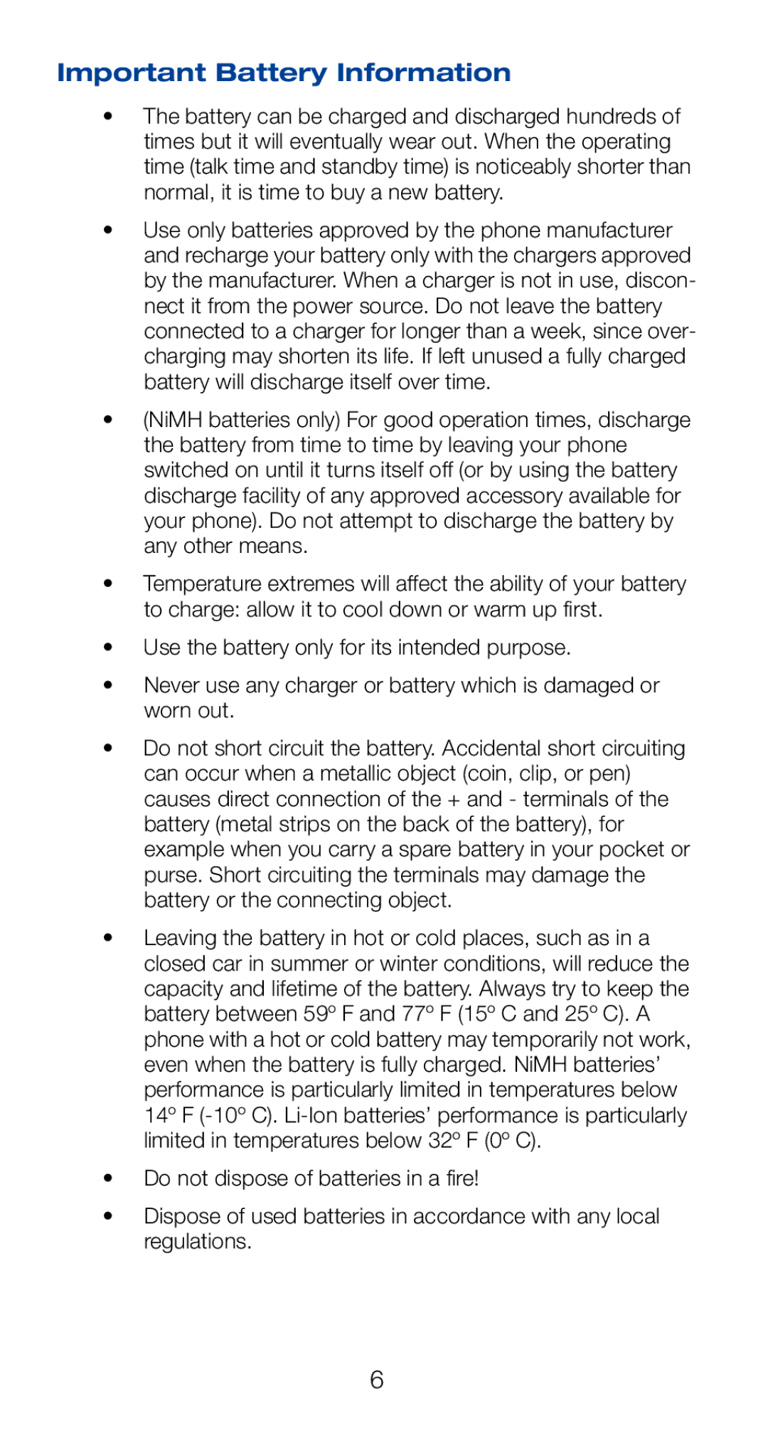 Nokia 6120i owner manual Important Battery Information 