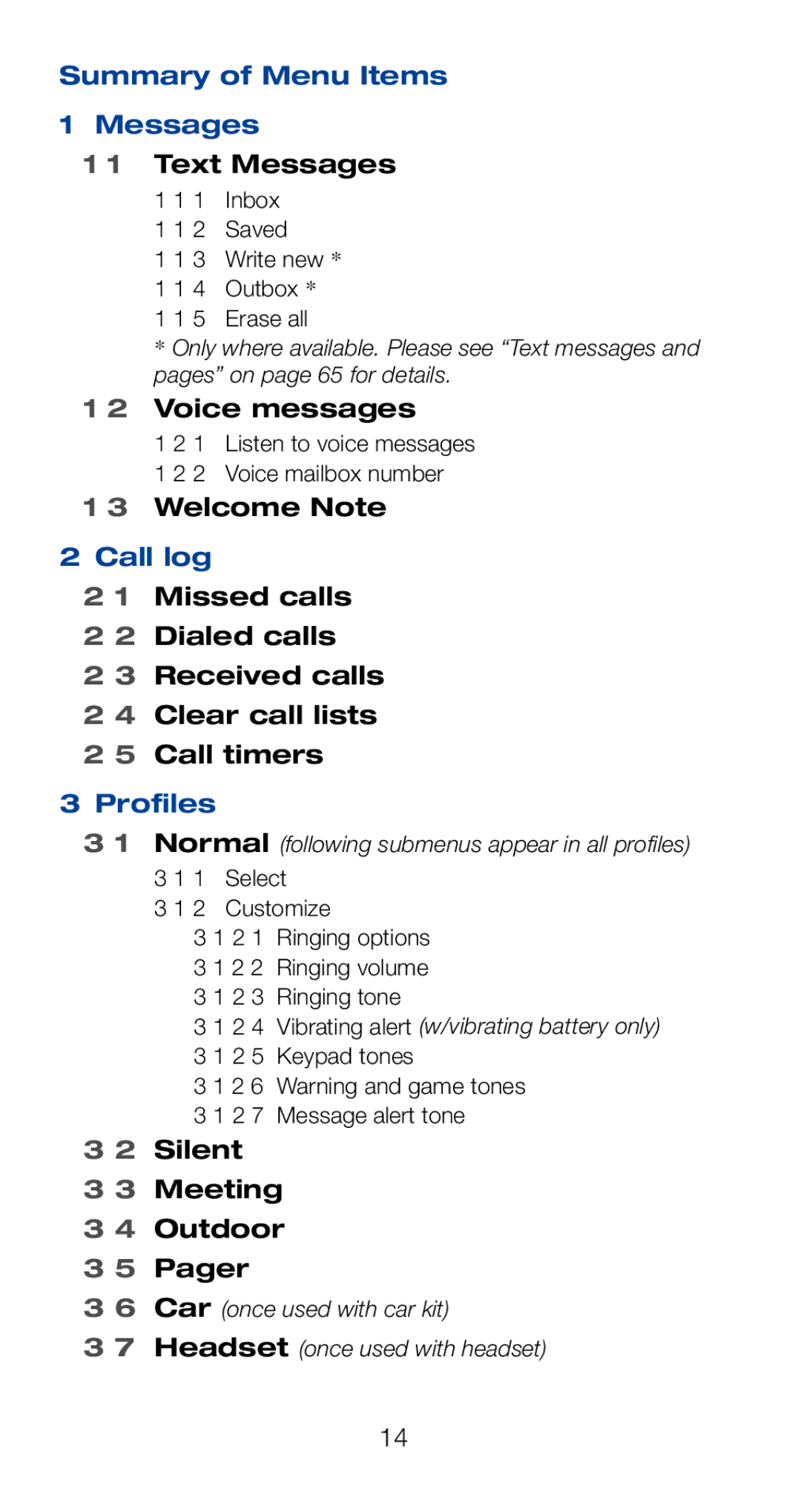 Nokia 6120i owner manual Missed calls, Dialed calls, Received calls, Clear call lists, Call timers 