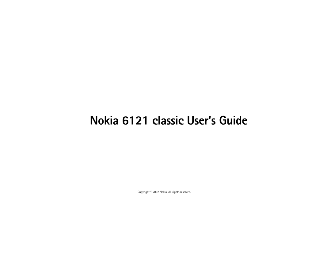 Nokia manual Nokia 6121 classic User’s Guide 