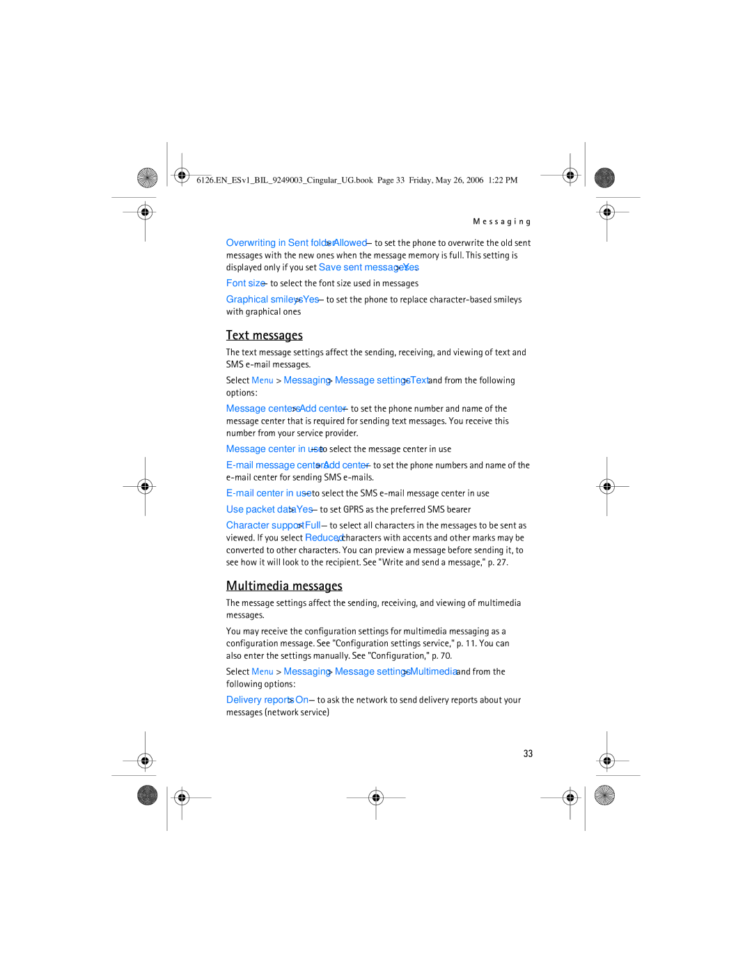 Nokia 6126 manual Text messages, Multimedia messages 